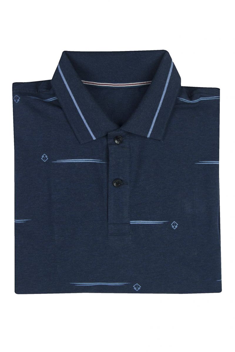 Áo Polo nam Novelty Regular fit xanh đen họa tiết NATMMDMCSR200034N