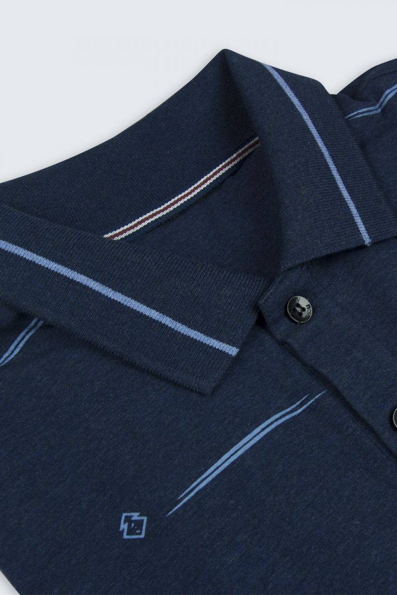 Áo Polo nam Novelty Regular fit xanh đen họa tiết NATMMDMCSR200034N