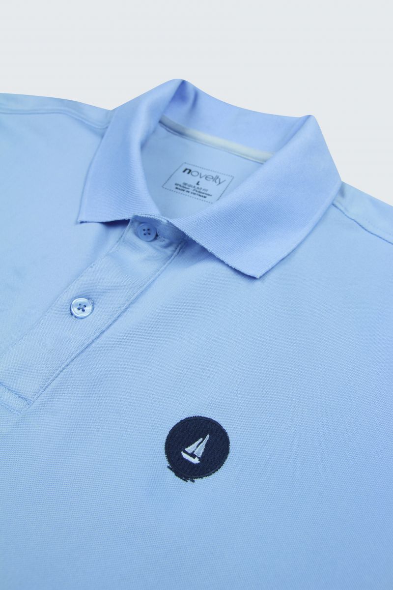 Áo thun Polo nam Novelty thêu họa tiết màu xanh biển NATMMNMPSR200012N