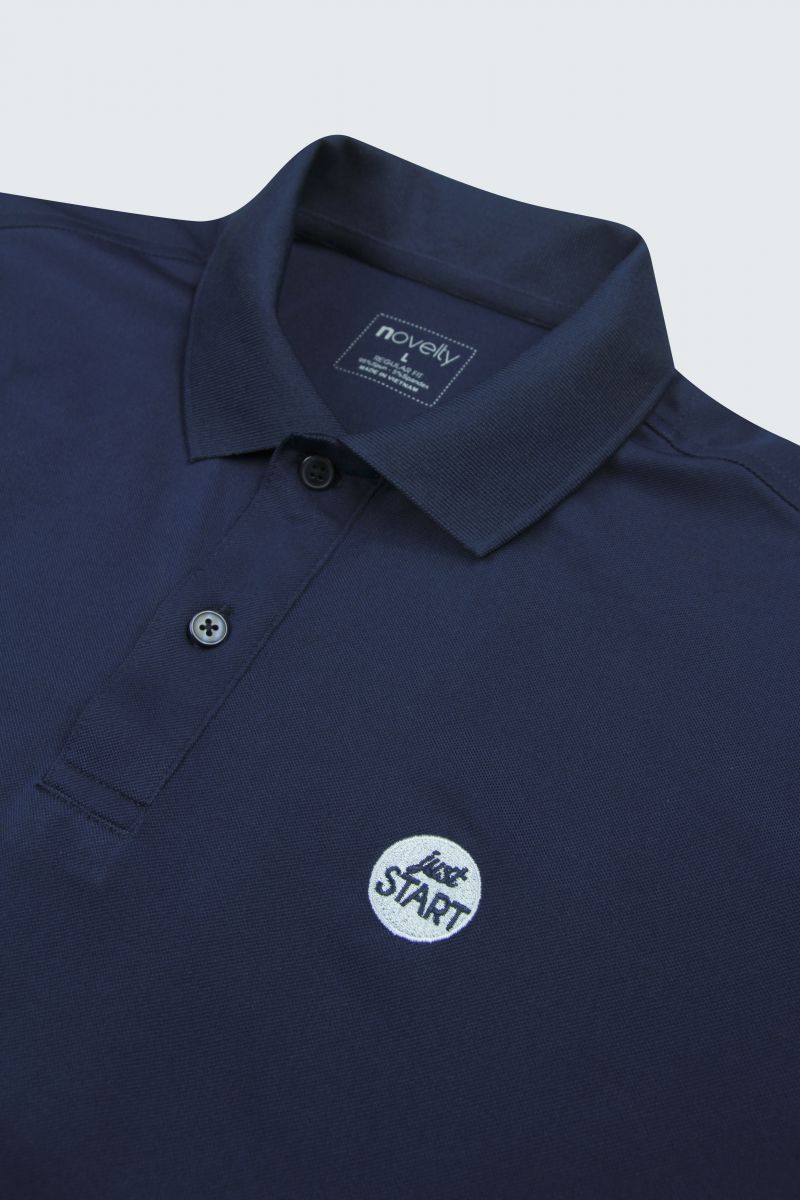 Áo thun Polo nam Novelty thêu họa tiết màu xanh dương NATMMDMPSR200020N