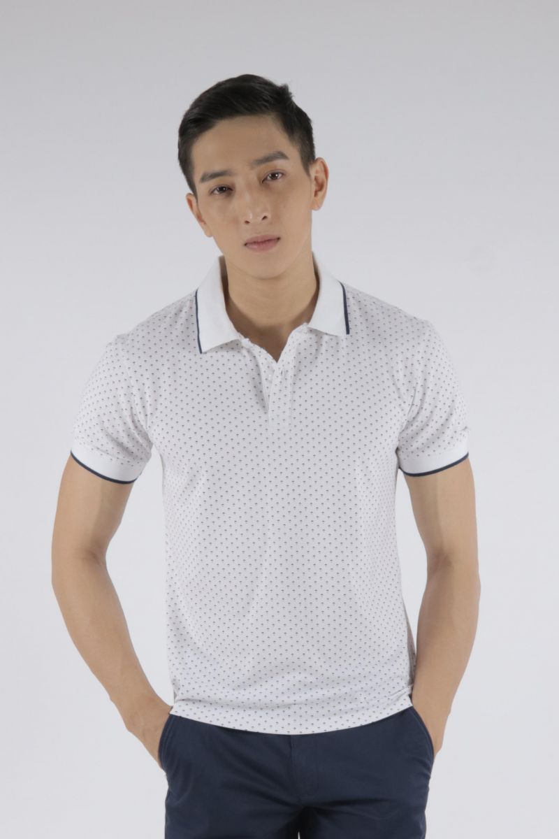 Áo Polo nam Novelty màu trắng họa tiết NATMINMT3R180050N