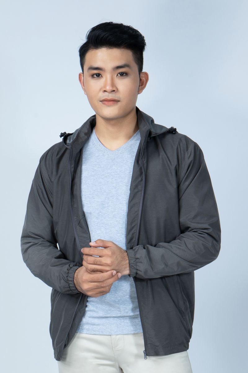 Áo Jacket 2 lớp Novelty nón rời  màu xám đậm NJKMMDMPLR1906632