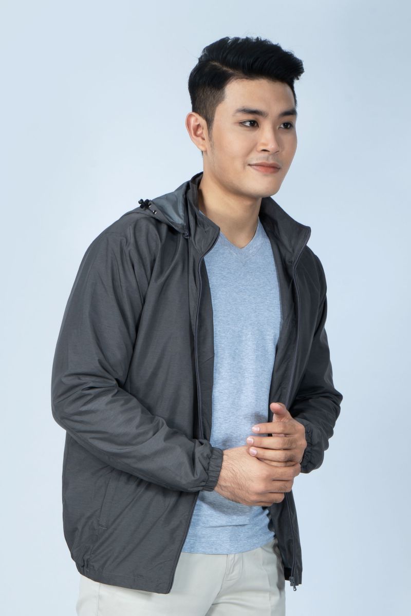Áo Jacket 2 lớp Novelty nón rời  màu xám đậm NJKMMDMPLR1906632