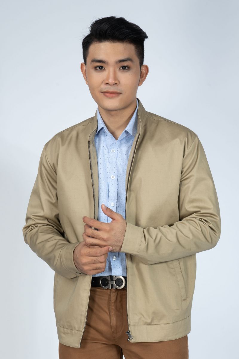 Áo jacket 2 lớp nam Novelty màu vàng kem NJKMHTMT3R1905682