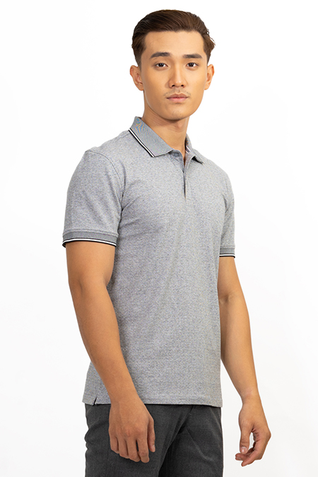 Áo Polo Melange nam Novelty màu đen NATMMDMCSR191037N