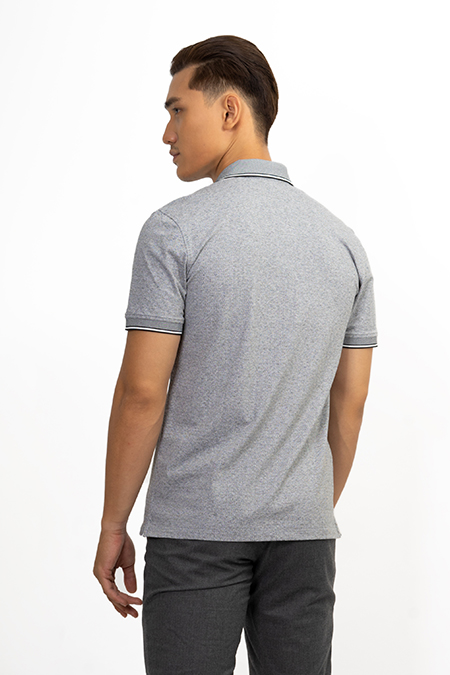Áo Polo Melange nam Novelty màu đen NATMMDMCSR191037N