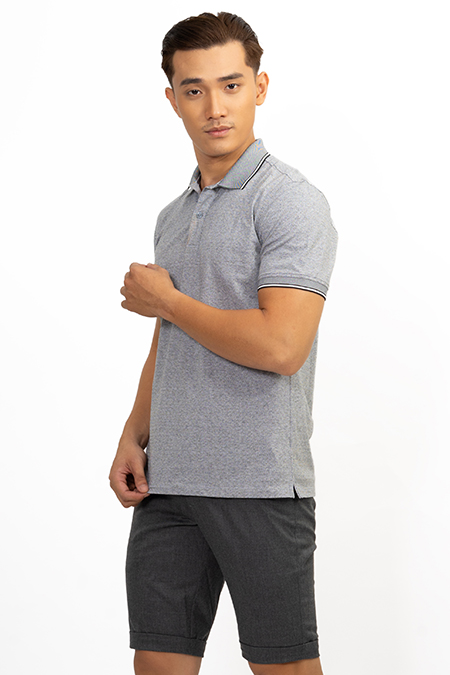 Áo Polo Melange nam Novelty màu đen NATMMDMCSR191037N