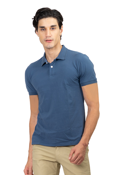 Áo Polo nam Novelty Regular fit trơn màu xanh ve chai NATMMDMCSR191159N