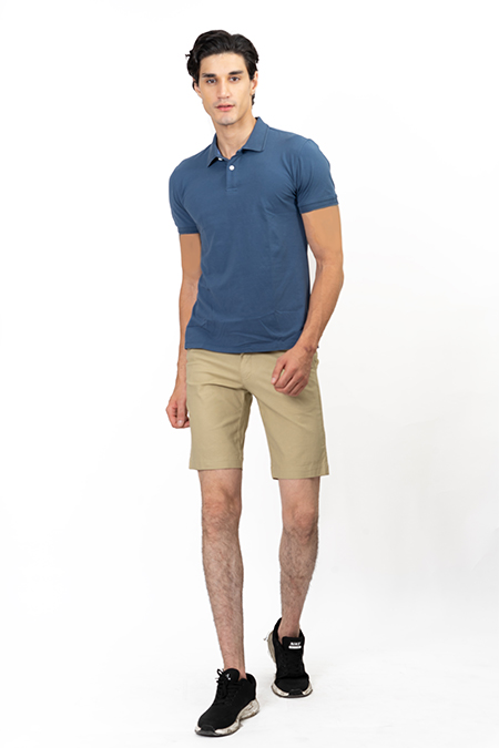 Áo Polo nam Novelty Regular fit trơn màu xanh ve chai NATMMDMCSR191159N