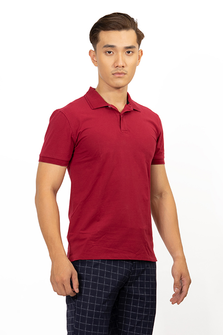Áo Polo nam Novelty trơn màu đỏ đô NATMMDMCSR191162N