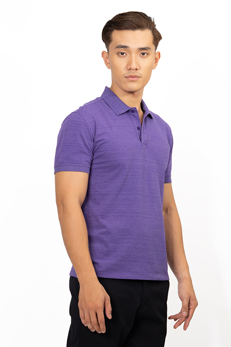 Áo Polo nam Novelty Regular fit melange màu tím NATMMDMCSR191198N