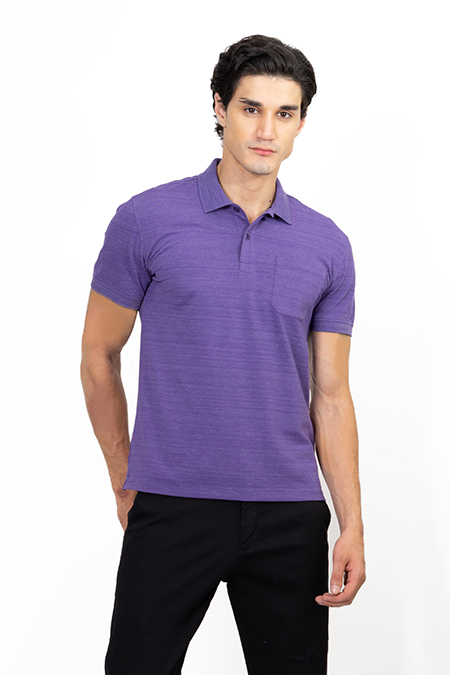 Áo Polo nam Novelty Regular fit melange màu tím NATMMDMCSR191204N