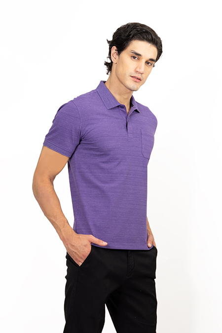 Áo Polo nam Novelty Regular fit melange màu tím NATMMDMCSR191204N