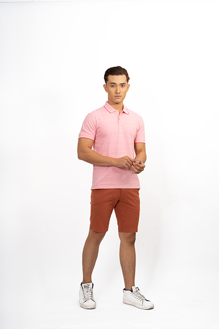 Áo Polo nam Novelty Regular fit màu hồng nhạt NATMMDMCSR191207N