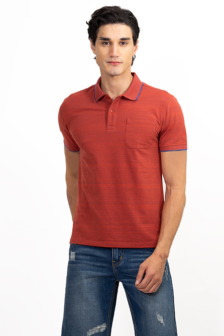 Áo Polo nam Novelty Regular fit melange màu đỏ NATMMDMCSR191210N