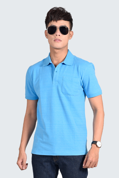 Áo Polo nam Novelty Regular fit có túi xanh dương NATMMNMCSR181141N