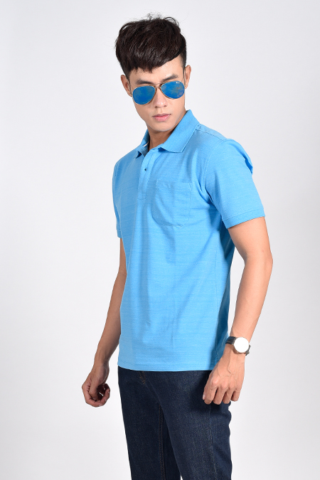 Áo Polo nam Novelty Regular fit có túi xanh dương NATMMNMCSR181141N