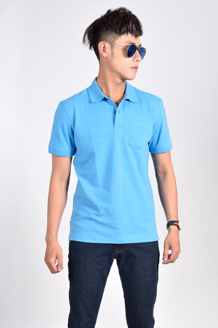 Áo Polo nam Novelty Regular fit có túi xanh dương NATMMNMCSR181141N