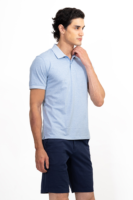 Áo Polo nam Novelty Regular fit melange màu xanh NATMMNMCSR191042N