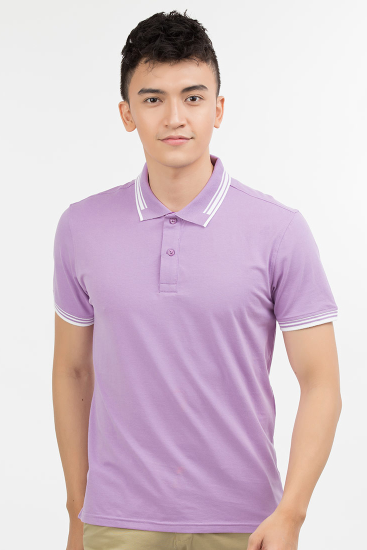 Áo Polo nam Novelty Regular fit màu hồng tím NATMMTMCSR180022N