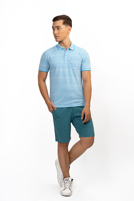 Áo Polo nam Novelty Regular fit màu xanh da trời NATMMTMCSR191214N