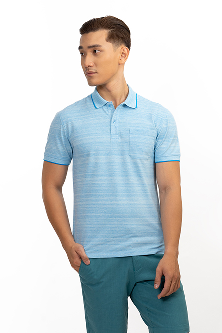 Áo Polo nam Novelty Regular fit màu xanh da trời NATMMTMCSR191214N