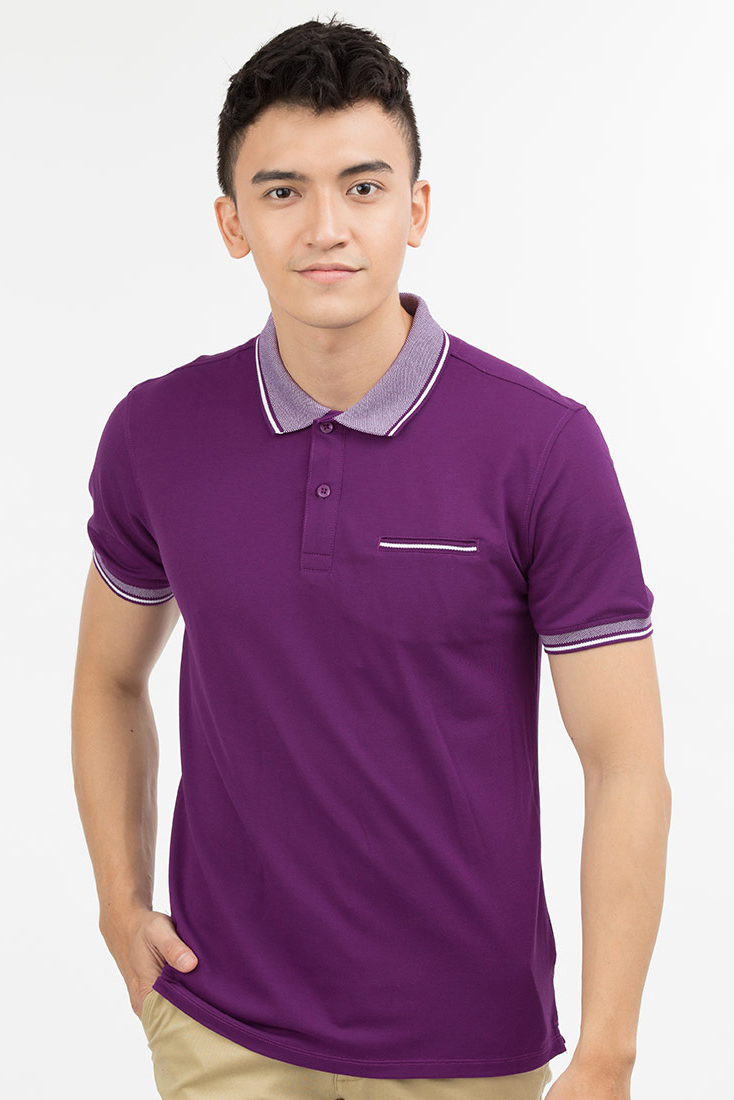 Áo Polo nam Novelty Regular fit Bamboo màu tím NATMMTMT3R180037N