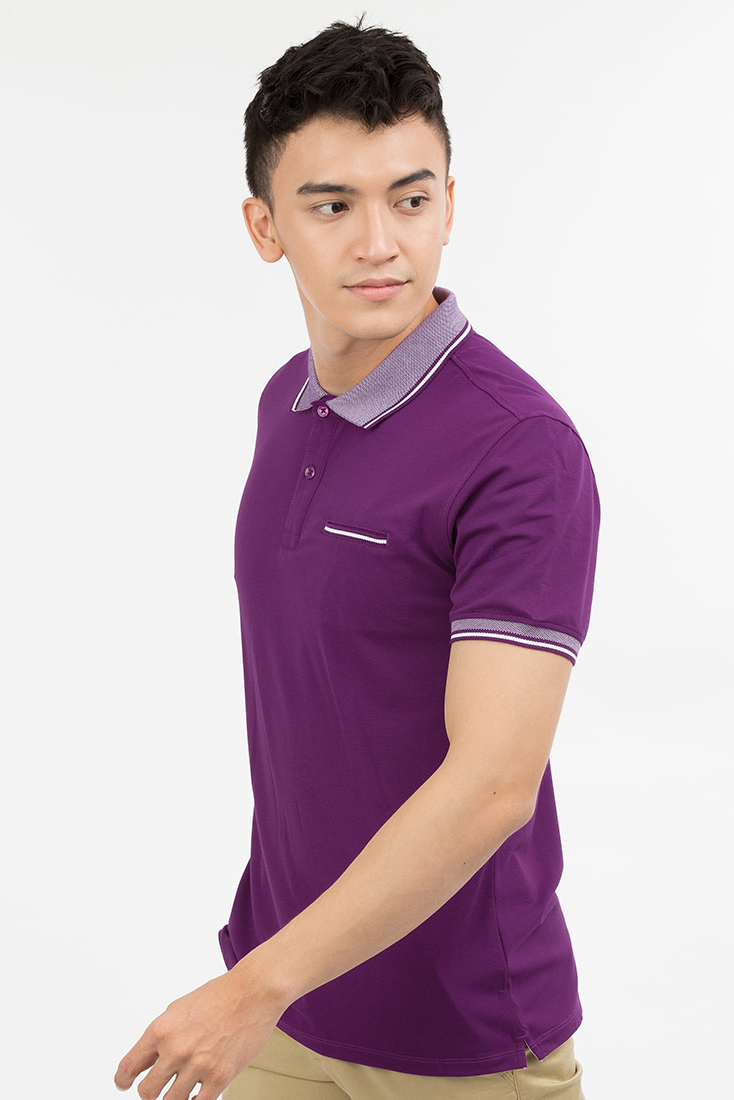 Áo Polo nam Novelty Regular fit Bamboo màu tím NATMMTMT3R180037N