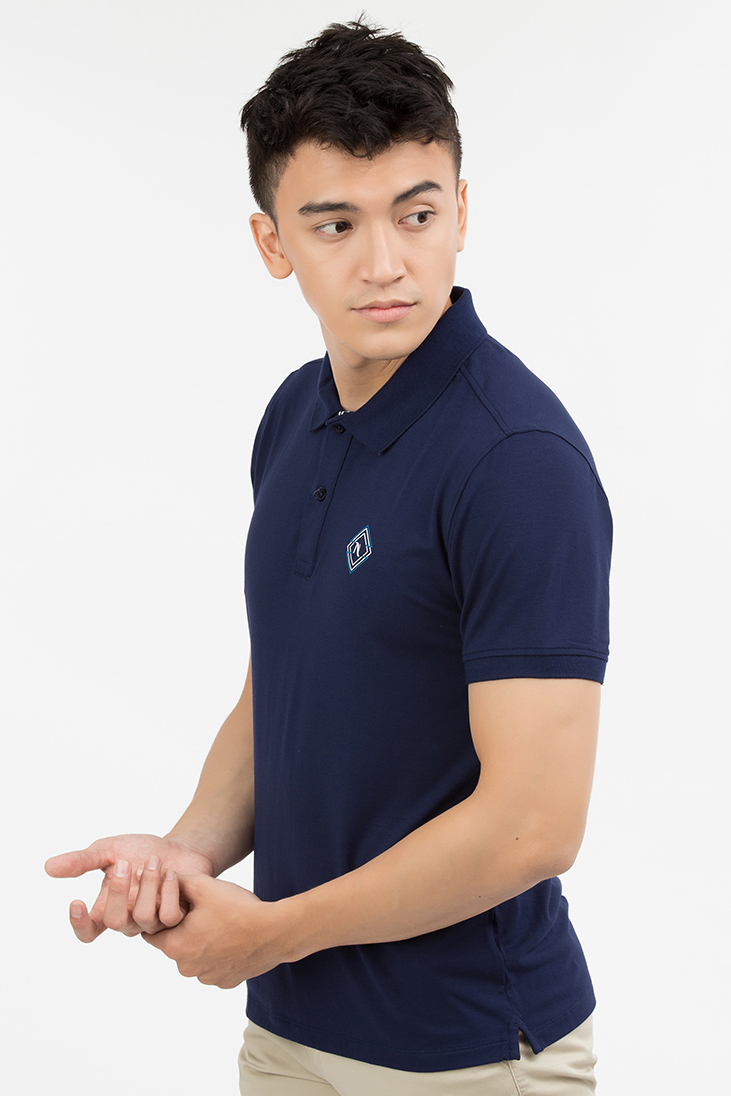 Áo Polo nam Novelty xanh đen in họa tiết NATMMTMT3R180051N