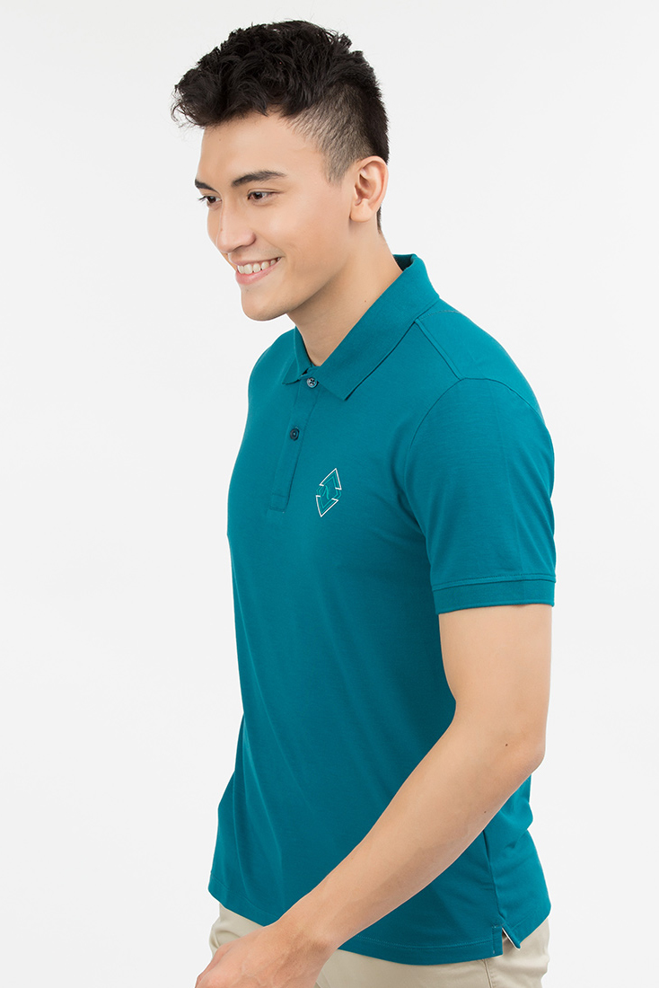 Áo Polo nam Novelty Regular fit Bamboo màu xanh ve chai NATMMTMT3R180056N