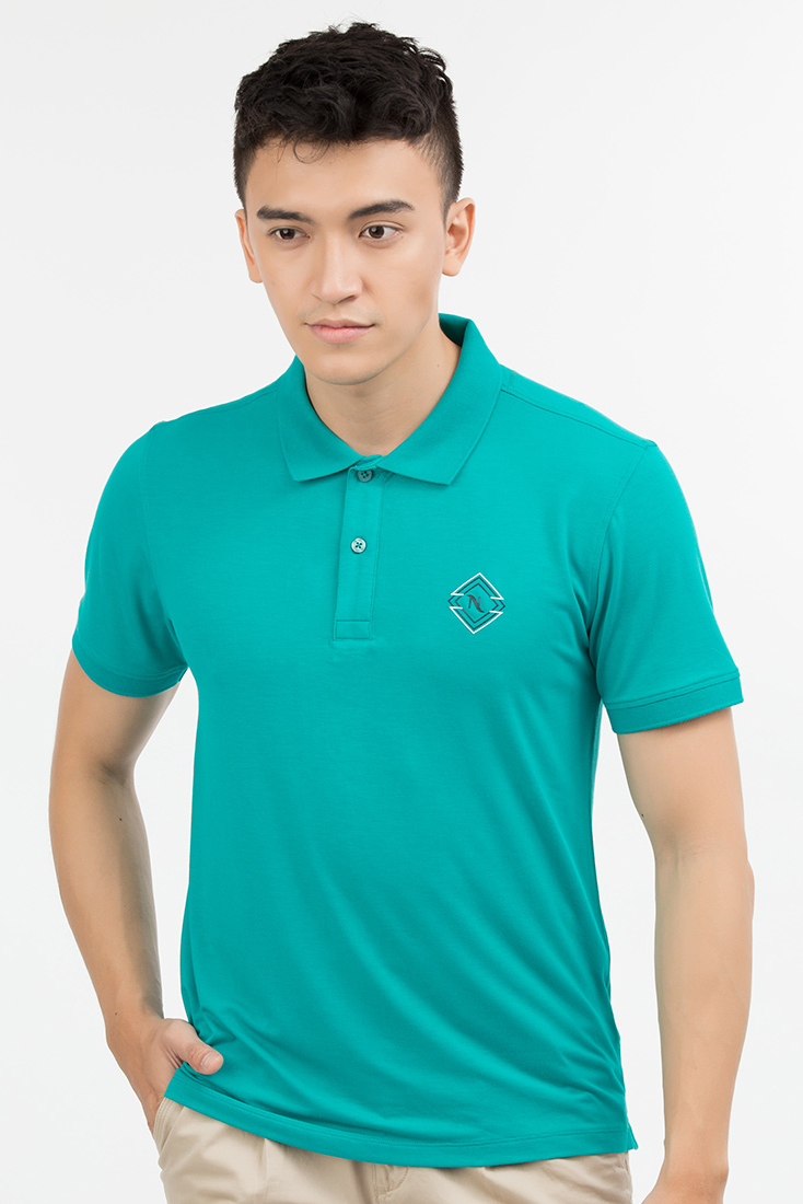 Áo Polo nam Novelty Regular fit Bamboo màu xanh lục biển NATMMTMT3R180057N