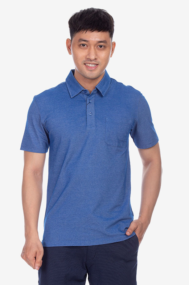 Áo Polo nam Novelty Regular fit Bamboo cổ sơ mi màu xanh dương NATMMTMT3R181079N