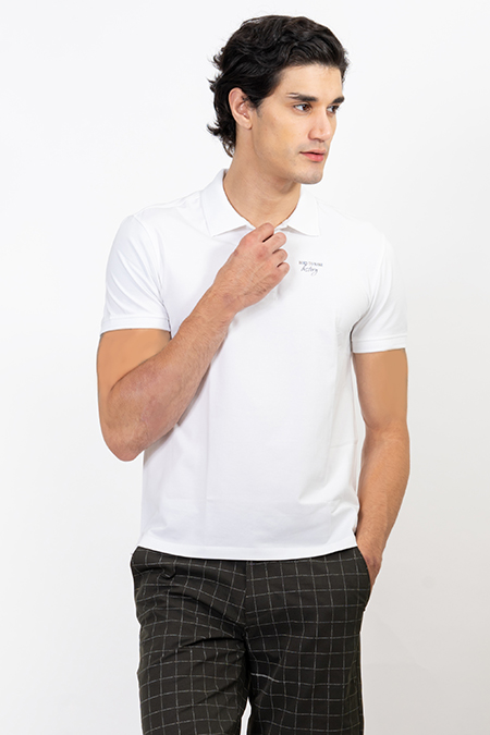 Áo Polo nam Novelty trơn màu trắng NATMMWMCSR191163N