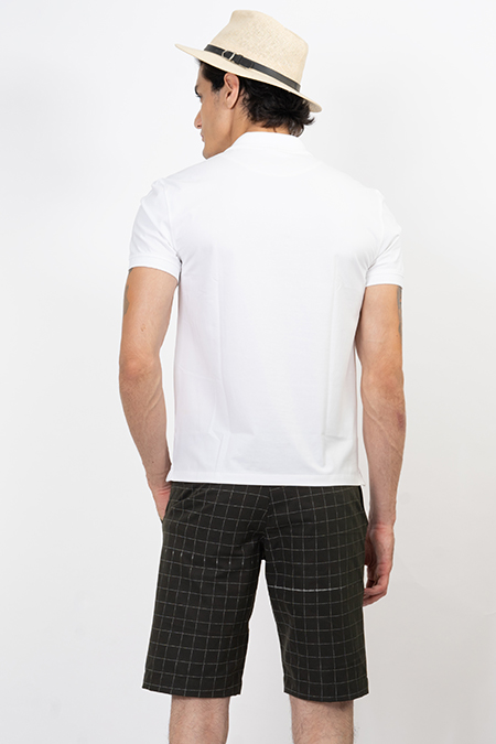 Áo Polo nam Novelty trơn màu trắng NATMMWMCSR191163N