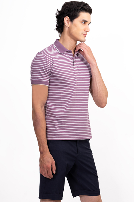 Áo Polo nam Novelty Regular fit kẻ sọc màu ruốc NATMSNMCSR191046N