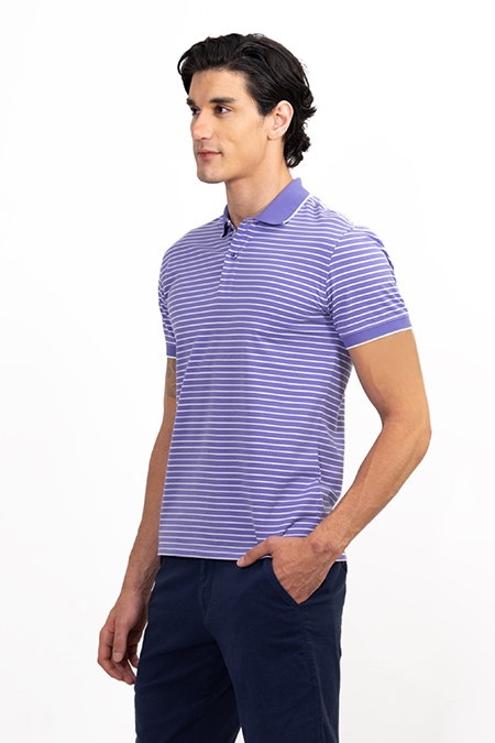 Áo Polo nam Novelty Regular fit kẻ sọc màu tím NATMSNMCSR191048N