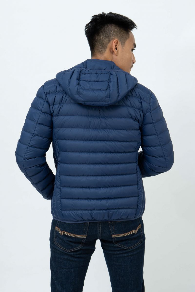 Áo Jacket nam Novelty 03 lớp lông vũ thật màu xanh đen chần xéo NJKMMDMNLR1806184