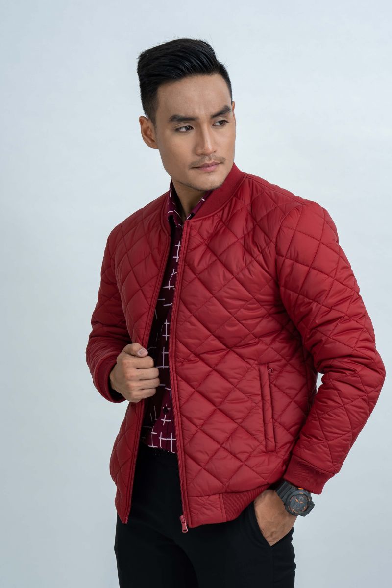 Áo jacket nam Novelty 03 lớp màu đỏ đô 1806253