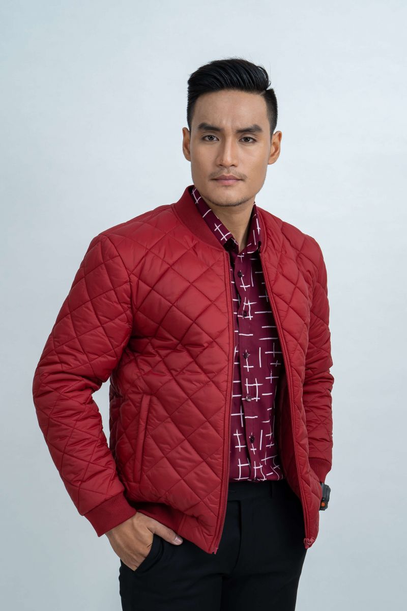 Áo jacket nam Novelty 03 lớp màu đỏ đô 1806253