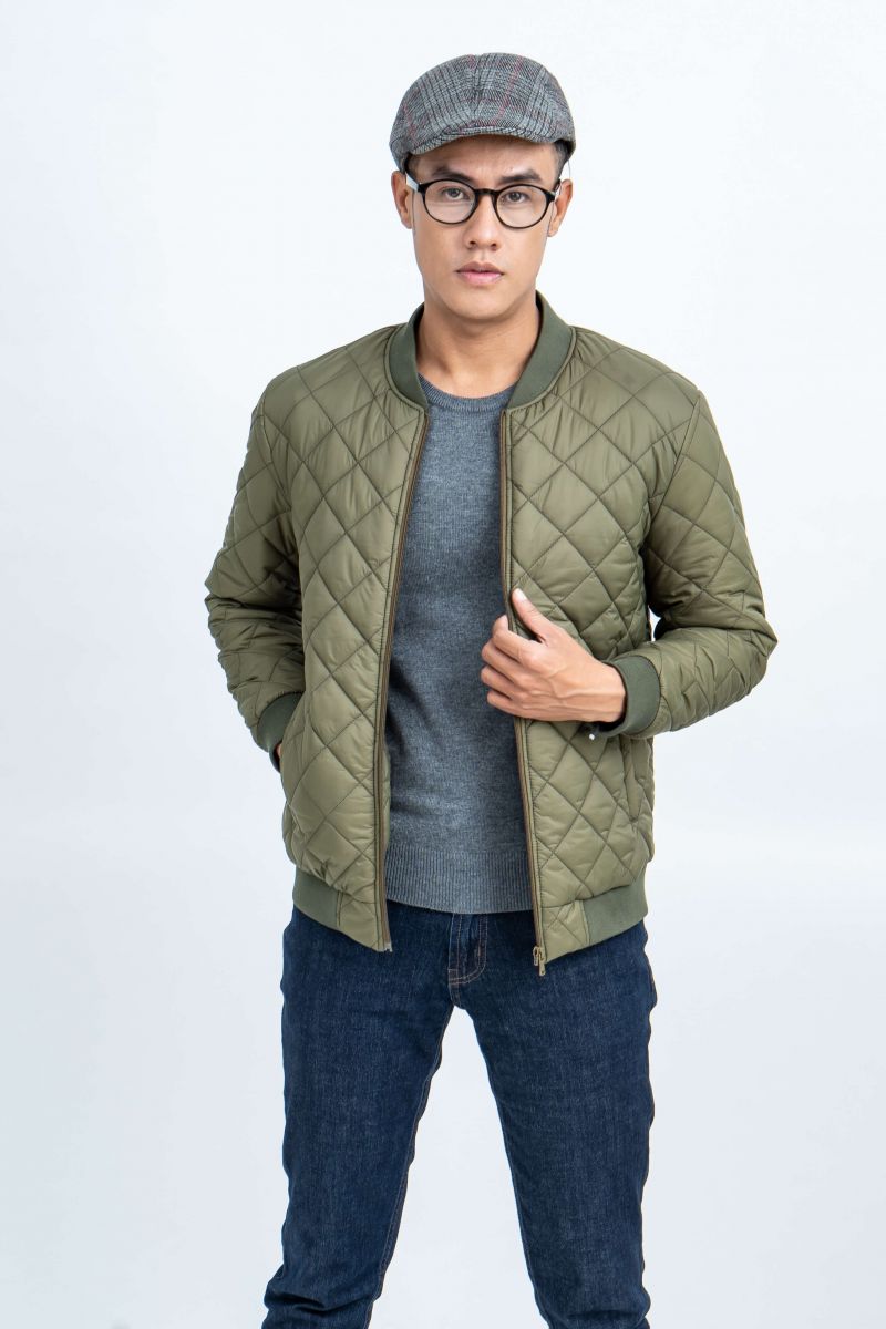 Áo jacket nam Novelty 03 lớp màu rêu 1806263