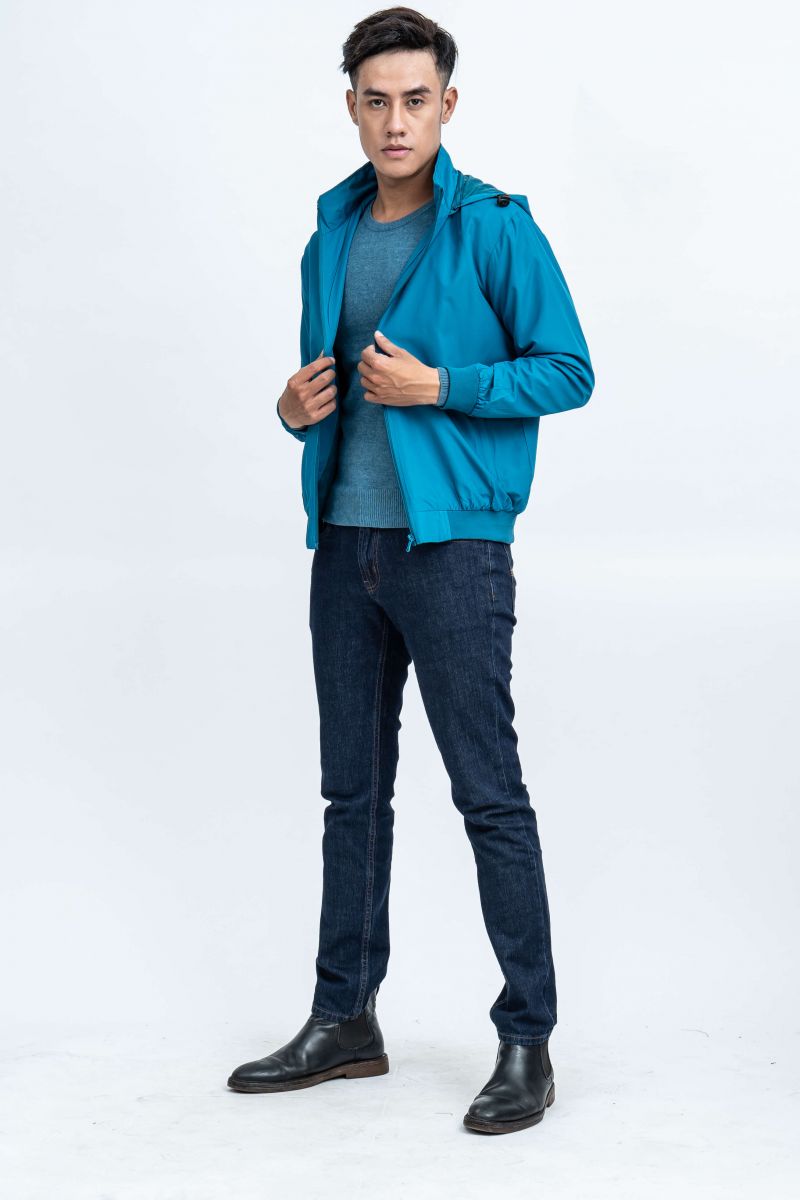 Áo Jacket nam Novelty 02 lớp màu xanh ve chai NJKMMDMPLR1806342