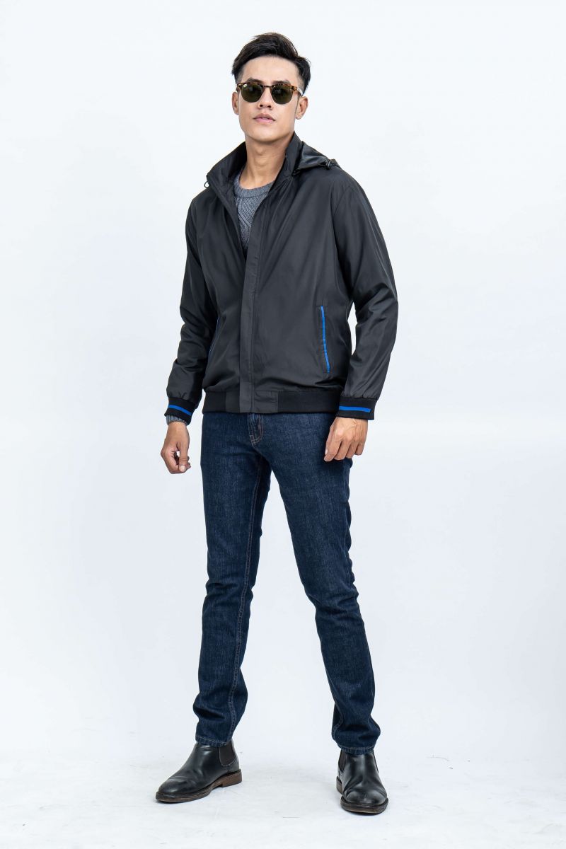 Áo Jacket nam Novelty 02 lớp màu đen NJKMMDMPLR1806522