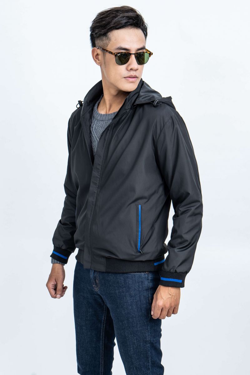 Áo Jacket nam Novelty 02 lớp màu đen NJKMMDMPLR1806522