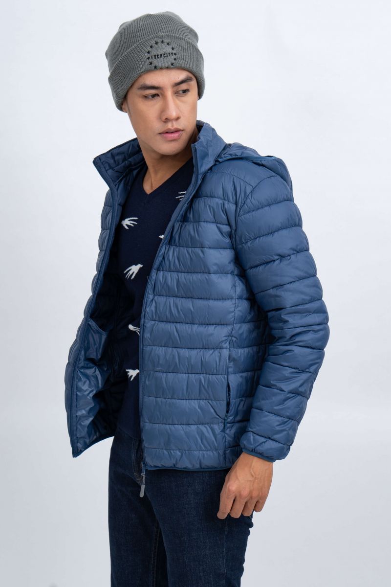 Áo Jacket nam Novelty 03 lớp lông vũ màu xanh đen 1805244 chần ngang