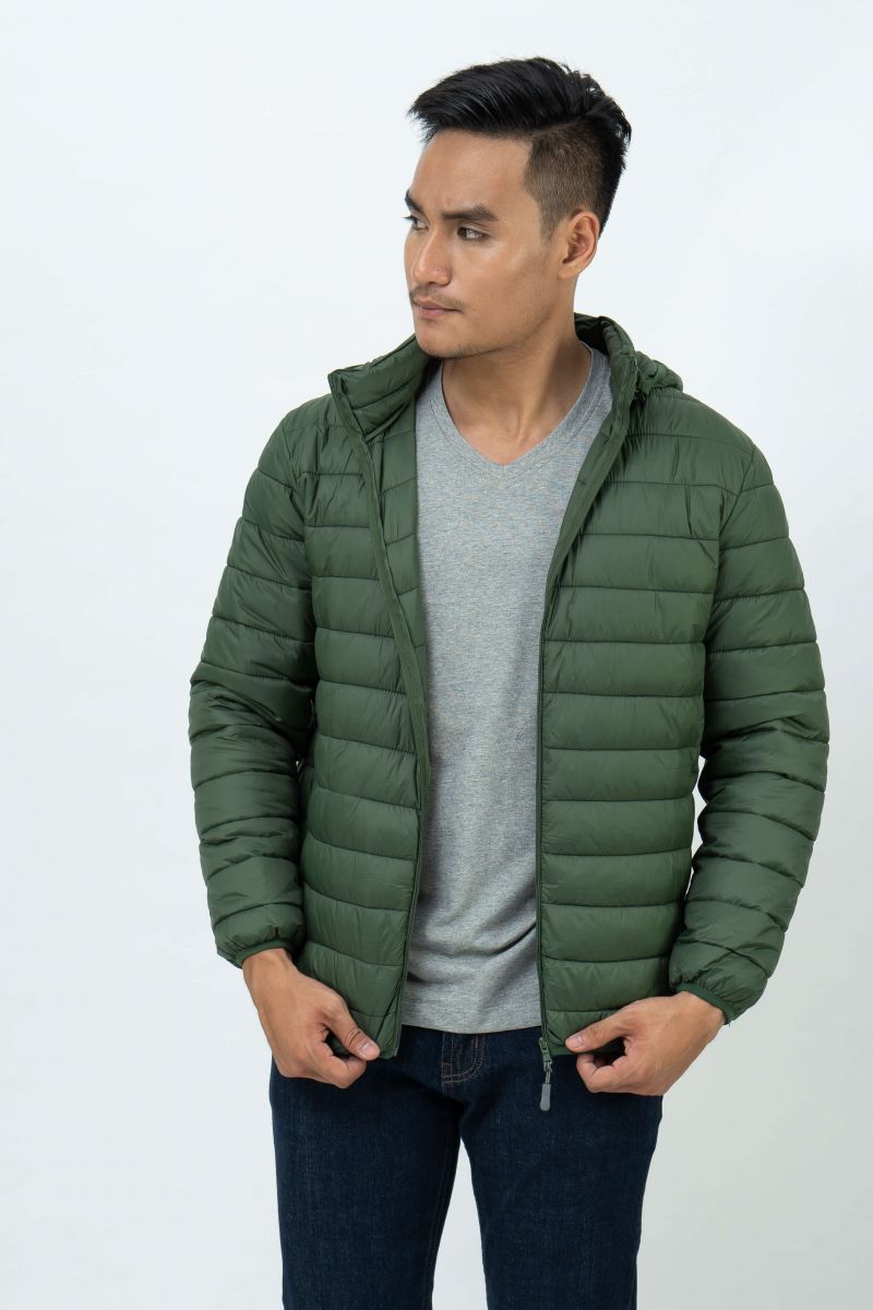 Áo Jacket nam Novelty 03 lớp lông vũ nhân tạo màu rêu 1805264