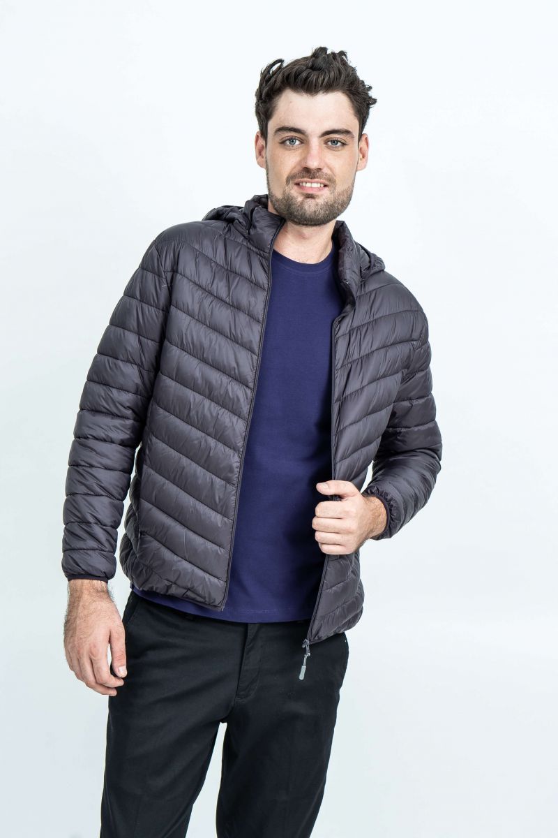 Áo Jacket nam Novelty 03 lớp lông vũ nhân tạo màu đen tím than 1805294