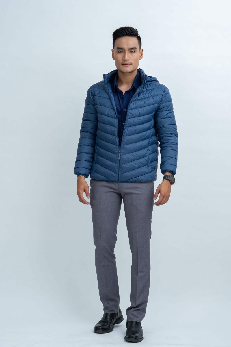 Áo Jacket 03 lớp lông vũ nhân tạo màu xanh đen 1805304