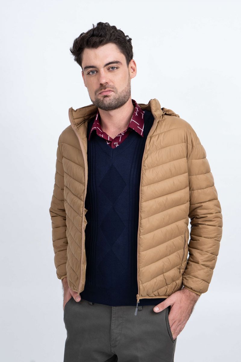 Áo Jacket nam Novelty 03 lớp lông vũ nhân tạo màu nâu 1805314