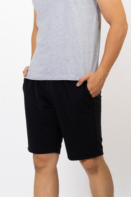 Quần Short nỷ lưng thun nam Novelty màu đen NQNMMDMT3R200042Q