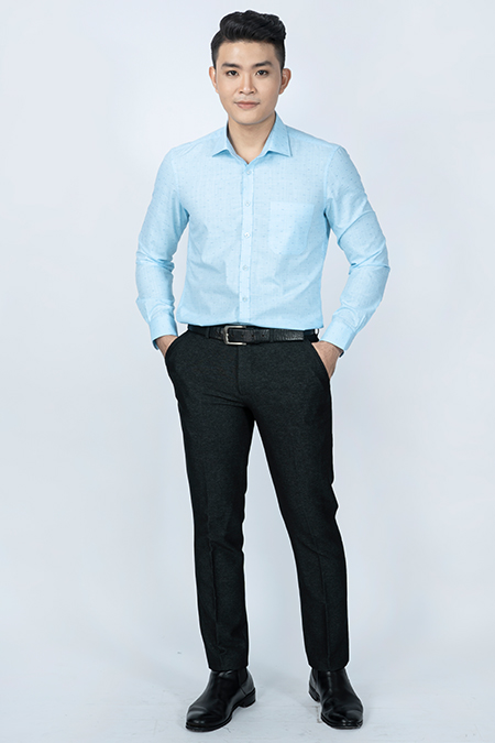 Quần tây nam Novelty Slim fit 0Ply màu xám  NQTMMTMT3F1909250